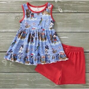 12-18 Mos Pete And‎ Lucy Steamboat Captain Girls 2 Pc Short Set NWT